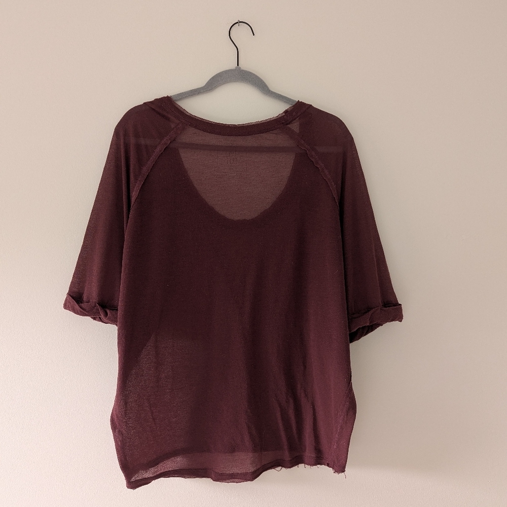 Free People Moonlight Tee We The Free Oversized Distressed Burnout Elbow Sleeves - Picture 4 of 7